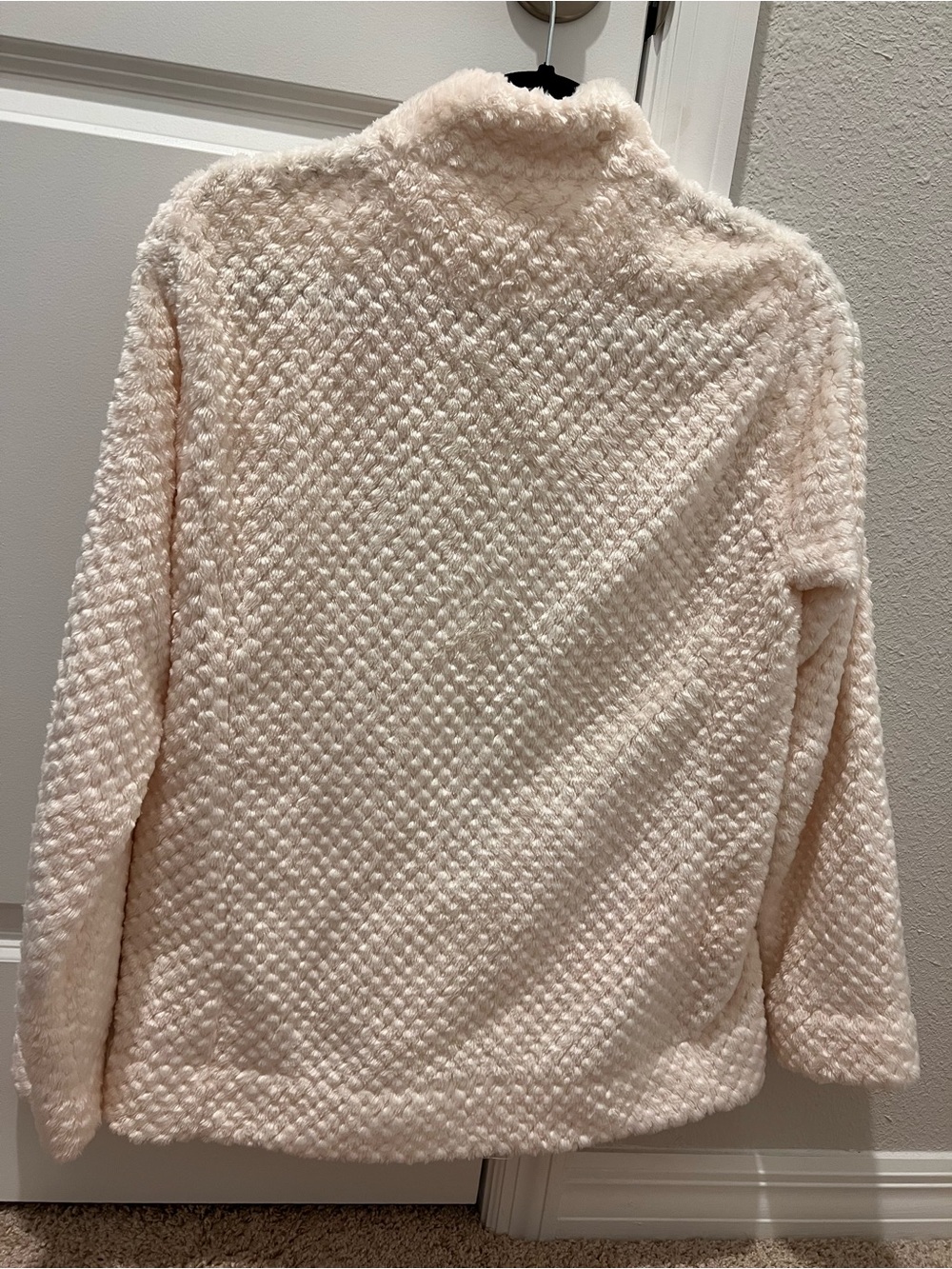 Calvin Klein Cream Plush Textured Full Zip Fleece Jacket - Women's Medium - Picture 3 of 8